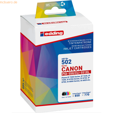 4057305064028 - Druckerpatrone 18-502 kompatibel zu Canon PGI-550 XL BK CLI-551 XL BK C M Y Multipack 2x schwarz cyan magenta gelb 4057305 5 Stück 4057305064028 - Druckerpatrone 18-502 kompatibel zu Canon PGI-550 XL BK CLI-551 XL BK C M Y Multipack 2x schwarz cyan magenta gelb 4057305 5 Stück