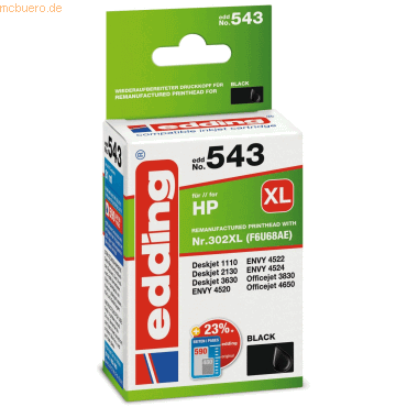 Edding Tintenpatrone kompatibel mit HP 302XL (F6U68AE) black