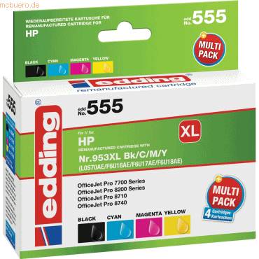 Edding Druckerpatronenmultipack für HP 953XL (L0S70/F6U16/F6U17/F6U18)