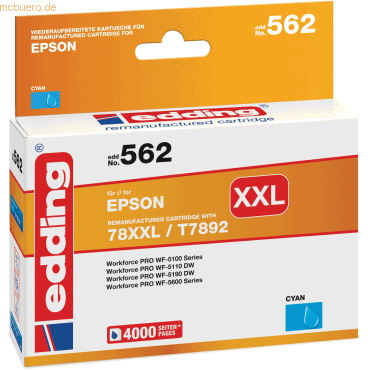 4057305033833 - Druckerpatrone ersetzt Epson 78XXL   T7892 Kompatibel einzeln Cyan EDD-562 18-562