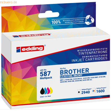 4057305063731 - Druckerpatrone 18-587 kompatibel zu brother LC-3219XL BK C M Y Multipack schwarz cyan magenta gelb 4057305063731 4 Stück 4057305063731 - Druckerpatrone 18-587 kompatibel zu brother LC-3219XL BK C M Y Multipack schwarz cyan magenta gelb 4057305063731 4 Stück