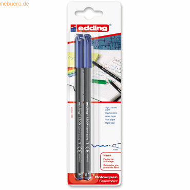 4004764965014 - 10 x edding Fasermaler edding 1200 colourpen 1 mm blau Blister VE=2 St