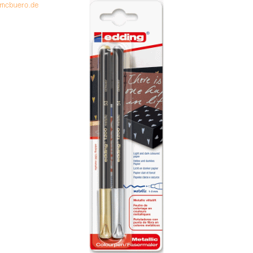 4004764934263 - 10 x edding Fasermaler edding 1200 colourpen 1mm gold silber Blister