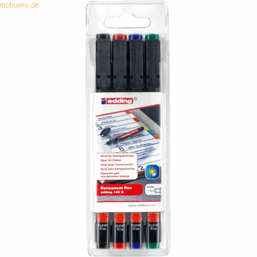 Edding OHP-Marker 0,3mm schwarz, rot, blau, grün VE=4 Stück