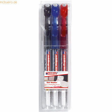 4004764865581 - edding Gelroller edding 2185 07 mm Standardfarben schwarz rot blau