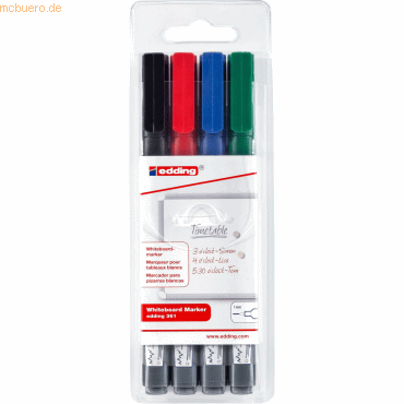 Edding Whiteboardmarker edding 361 nachfüllbar 1mm schwarz, rot, blau,