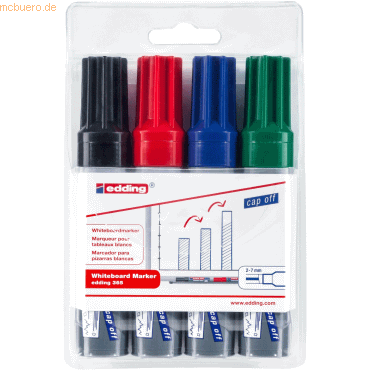 4004764105458 - Boardmarker-Set 365 4-365-4S Etui 4-farbig sortiert 2-7mm Keilspitze 4004764105458 Edding