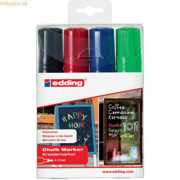 edding Kreidemarker edding 4090 4-15 mm schwarz, rot, blau und grün VE