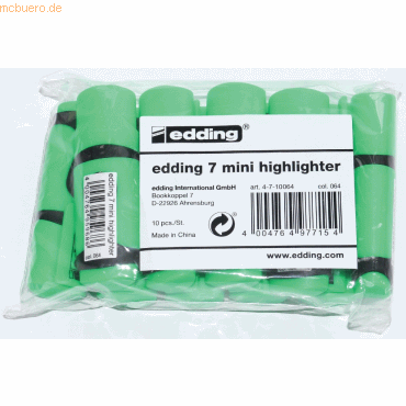 4004764977154 - Textmarker 7 mini highlighter 4-7-10064 grün 1-3mm Keilspitze 4004764977154 Edding