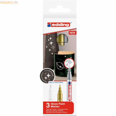 Edding Glanzlack-Marker edding 751 metallic 1-2mm gold, silber, weiß V