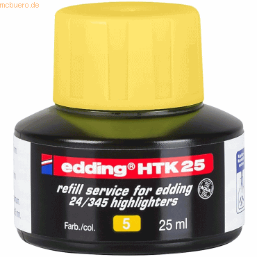 Edding Nachfülltinte edding HTK 25 für edding Highlighter 25ml gelb
