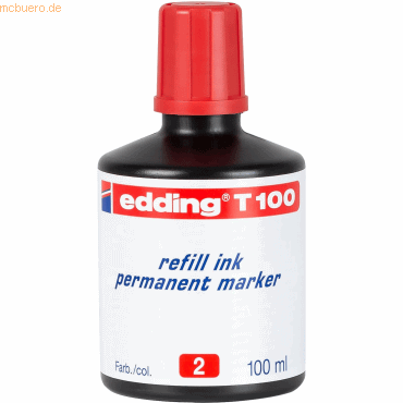 Edding Nachfülltinte edding T 100 für edding Permanentmarker 100ml rot