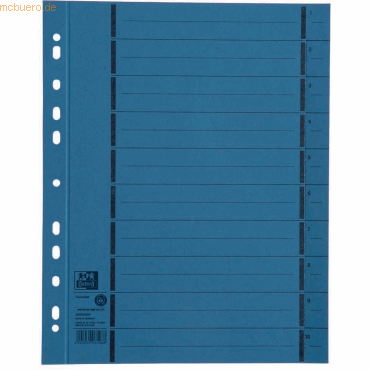 4002030061088 - Trennblätter 06456 A4 blau perforiert 250g Karton 100 Blatt Recyc