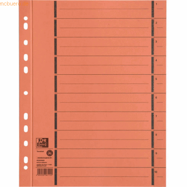 4002030061125 - Trennblätter 06456 A4 orange perforiert 250g Karton 100 Blatt Rec