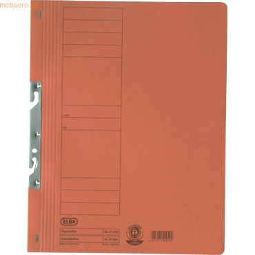 50 x Elba Einhakhefter kfm. Heftung ganzer Vorderdeckel Karton orange