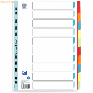 25 x Oxford Register A4 230g/qm Karton 10-teilig blanko farbig