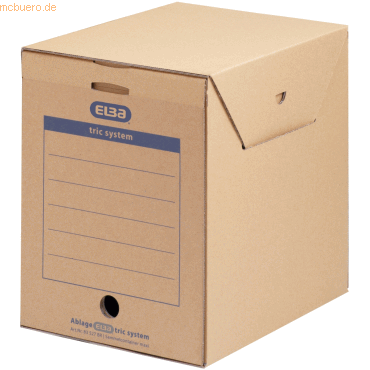 6 x ELBA Archiv-Box maxi tric system 236x333x308mm Wellpappe naturbrau