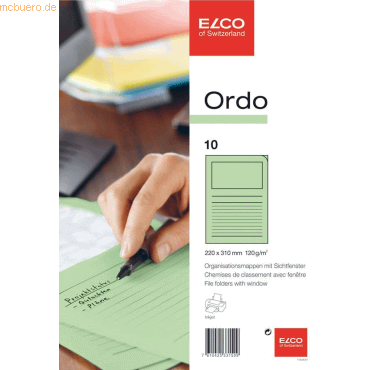 7610425331509 - 10 x Organisationsmappe Ordo classico Papier A4 220x310 mm grün V