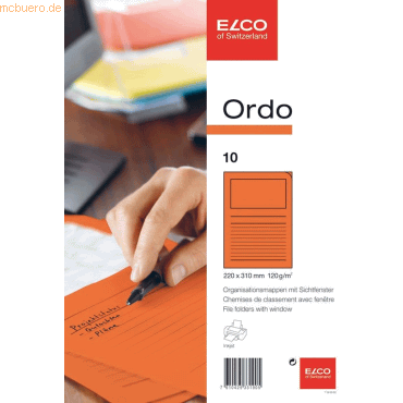 7610425331905 - 10 x Organisationsmappe Ordo classico Papier A4 220x310 mm orange