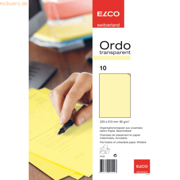 7611722015123 - 10 x Organisationsmappe Ordo transparent Papier A4 220x310 mm gel