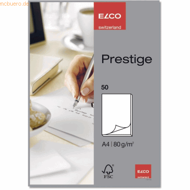 7610425152500 - 7371114 50BL 80g Notizblock PrestigeA4 weiß 7610425152500 Elco