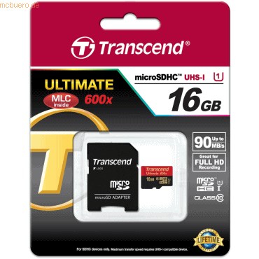 Transcend Transcend 16GB microSDHC Class 10 UHS-I + SD-Adapter