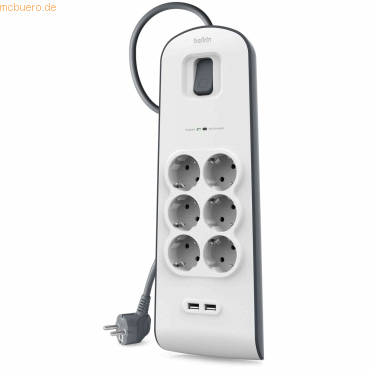 Belkin Belkin Surge Plus Überspannungsschutz, 6-Fach mit 2x USB, 2,4A