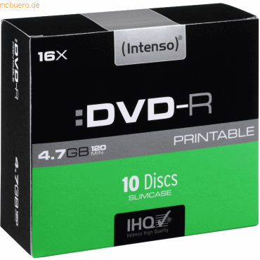 4034303004607 - Intenso DVD-R 47GB 16x Speed Printable Slim Cas