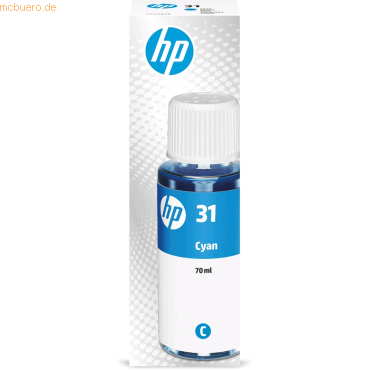 Hewlett Packard HP Tintenflasche Nr. 31 1VU26AE Cyan (70 ml, ca. 8.000