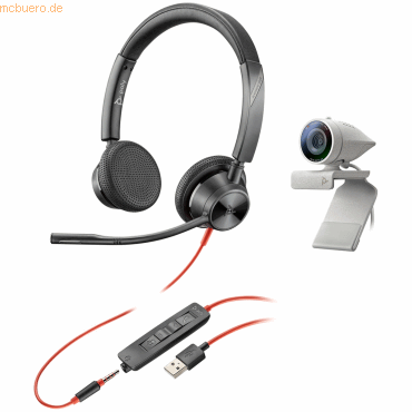 0017229175044 - POLY Over-Ear-Kopfhörer Studio P5 USB HD Webcam Bundle mit Blackwire C3325 Kopfhörer grau Over Ear Kopfhörer