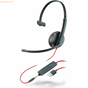 Hewlett Packard Poly Headset Blackwire C3215 monaural USB-A & 3,5 mm