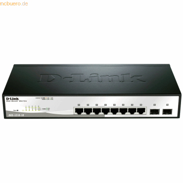 0790069411670 - D-Link DGS 1210-10 - Switch - Smart - 8 x 10 100 1000 + 2 x Gigabit SFP - Desktop an Rack montierbar