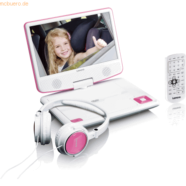 Lenco Lenco DVP-910 9- DVD-Player mit USB & KfZ-Halterung (Pink)