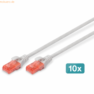 4016032470588 - ASSMANN DIGITUS 10er CAT 6 U UTP Patchkabel 05m grau DK-1617-005-10