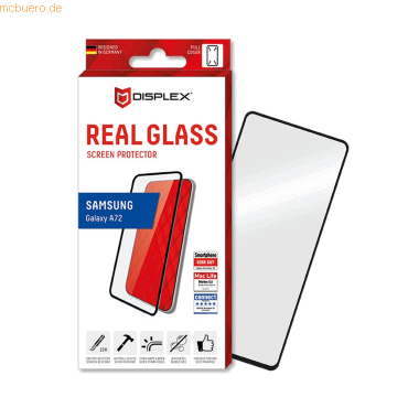 4028778111519 - 0 DISPLEX Panzerglas (10H) für Samsung Galaxy A72 Eco-Montagerahmen Full Cover