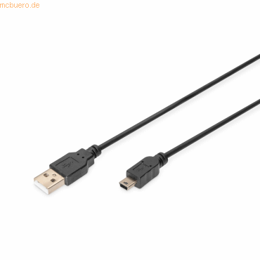 4016032383666 - USB-Kabel usb 20 usb-a Stecker USB-Mini-B Stecker 180 m Schwarz Rund doppelt geschirmt d - Digitus