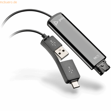 Hewlett Packard Poly DA75 Wideband QD auf USB-Adapter (USB-A & USB-C)
