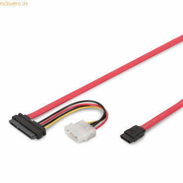 4016032299783 - Assmann sata Anschlusskabel SATA22pin - L-Typ + Strom Buchse Buchse 05m gerade sata ii iii Rot