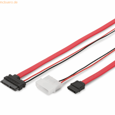 4016032299820 - - Serial ATA-Kabel - Serial ATA 150 300 - Slimline SATA 13-polig - interne Stromversorgung 4-polig Serial ATA 7-polig - 05m - Rot (AK-400114-005-R)