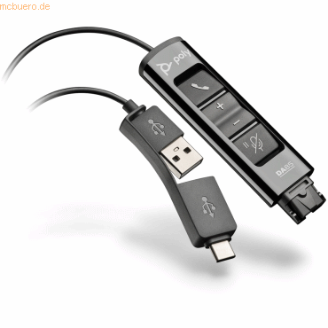 Hewlett Packard Poly DA85 Wideband QD auf USB-Adapter (USB-A & USB-C)