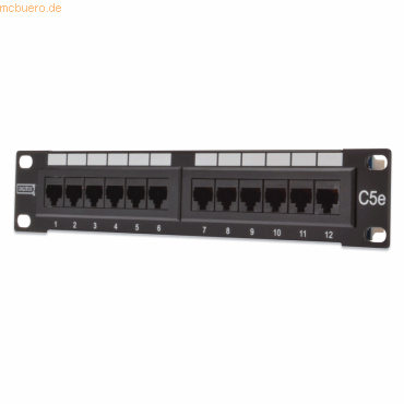 4016032241447 - DIGITUS DN-91512U CAT 5e patch panel unshielded 12-Port RJ45 8P8C LSA 1U 254 mm(10) bl 482x44x109 mm