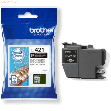 Brother Brother Tintenpatrone LC-421BK Schwarz (ca. 200 Seiten)