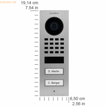 4260423866768 - D1102V Aufputz IP-Video-Türsprechanlage wlan lan Außeneinheit Edelstahl V2A (gebürstet) - Doorbird