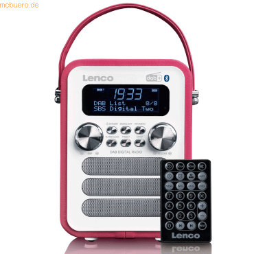 Lenco Lenco PDR-051PKWH Tragbares DAB+ FM-Radio mit BT, AUX (Pink)