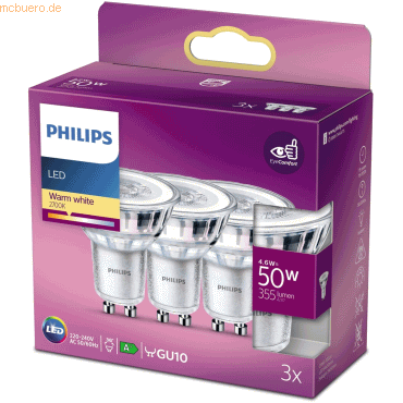 8718699776114 - - Philips Lighting 77611400 led eek f (a - g) GU10 46 w = 50 w Warmweiß (ø x l) 5 cm x 54 cm 3 St