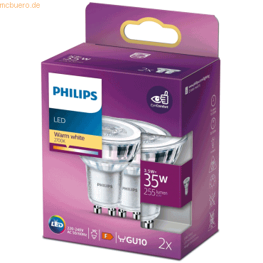Signify Philips LED classic Lampe 35W GU10 Warmw 255lm Silber 2erPack