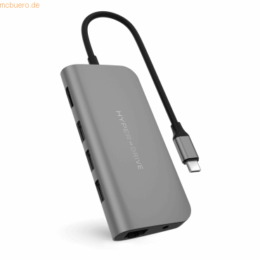 6941921145620 - HD30F-GRAY USB-C® Dockingstation HyperDrive POWER 9-in-1 USB-C Hub Passend für Marke (Notebook Dockingstations) Apple Universal USB-C® Power Delivery