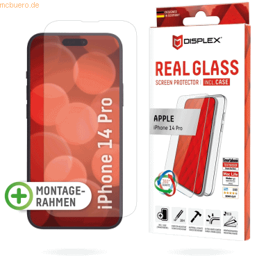 4028778118266 - 0 DISPLEX Panzerglas + Schutzhülle für Apple iPhone 14 Pro Eco-Montagerahmen kratzer-resistent