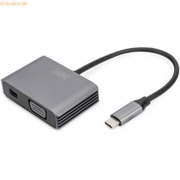 4016032478737 - DA-70825 Mini-DisplayPort   USB-C®   VGA Adapter [1x USB-C® - 2x Mini-DisplayPort Buchse VGA-Buchse] Schwarz Geschirmt Rund 02 m