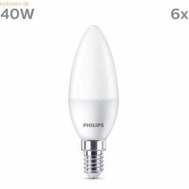 Signify Philips LED classic Lampe 40W E14 Kerze Warmw 470lm matt 6er P